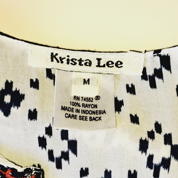 Women's Blouse Shirt Top Tank Sleeveless Krista Lee Print Embroidery Boho Rayon - Picture 10 of 13